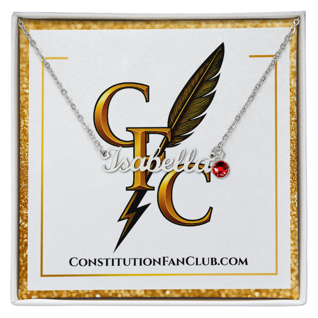 Constitution Fan Club™ Custom Name Necklace with Birthstone
