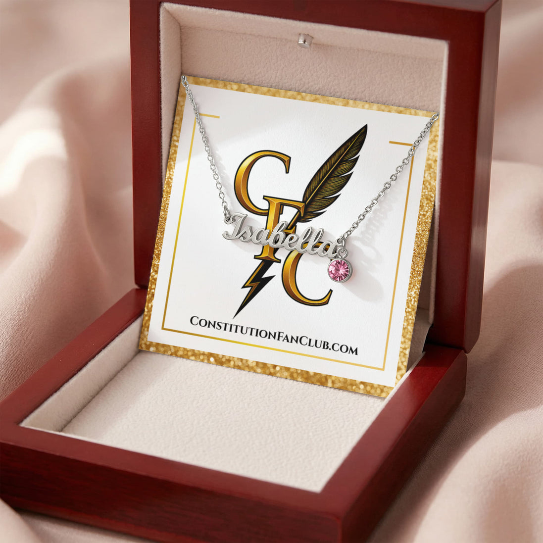 Constitution Fan Club™ Custom Name Necklace with Birthstone
