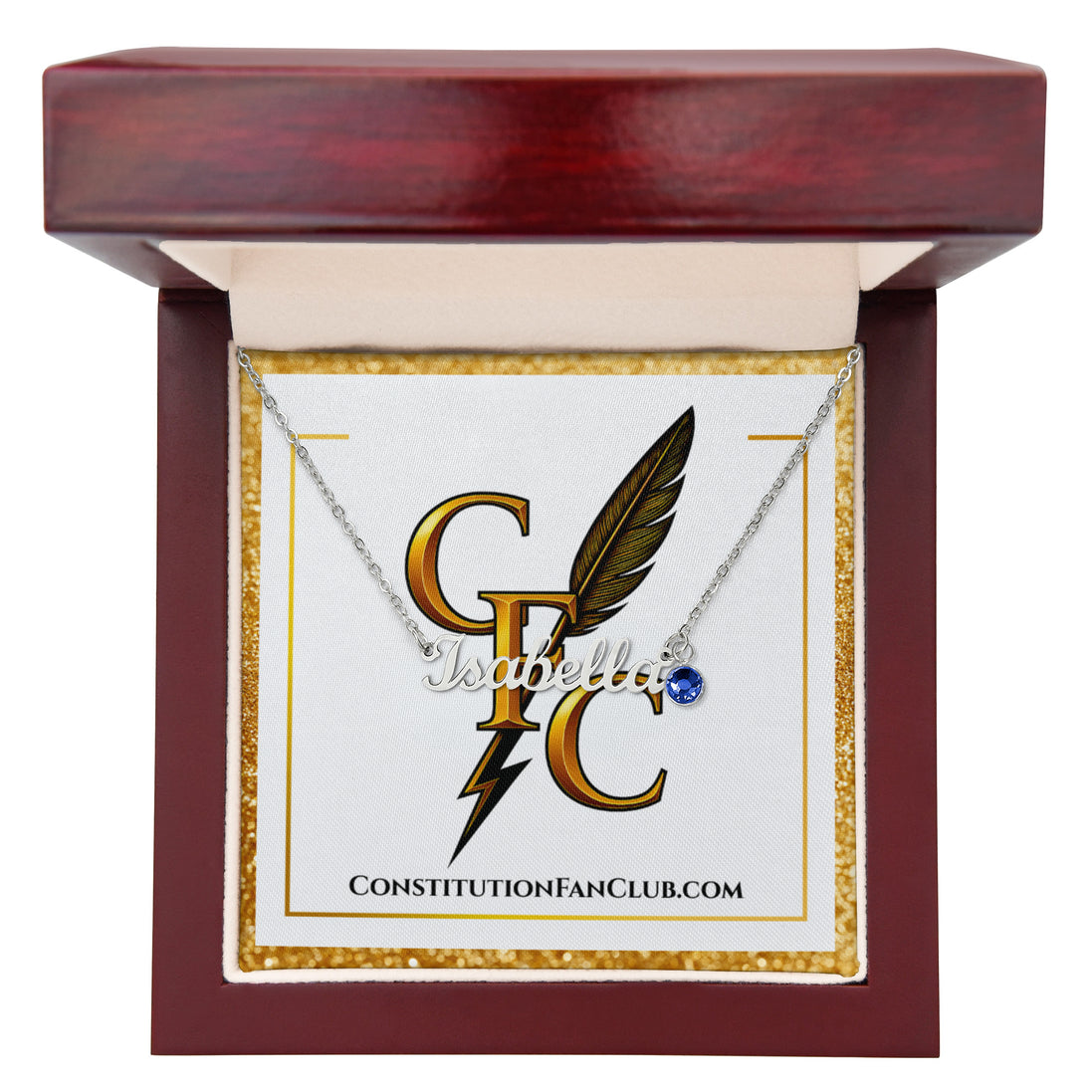 Constitution Fan Club™ Custom Name Necklace with Birthstone
