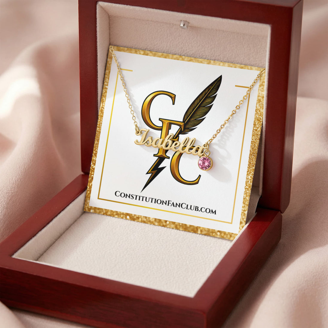 Constitution Fan Club™ Custom Name Necklace with Birthstone