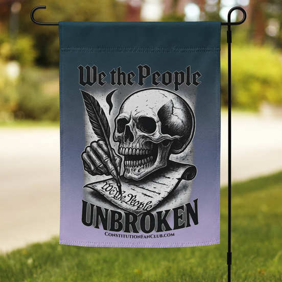 We The People Unbroken Garden Flag – Patriotic Skull Yard Flag